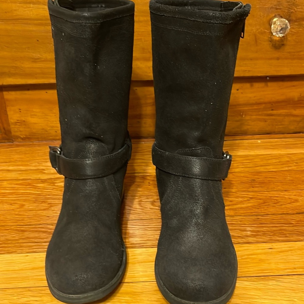 UGG Silva Suede Biker Boots Black Snakeskin women’s size 9